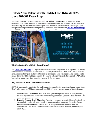 Get Certified Fast with Updated 200-301 Exam Dumps from P2Pcerts
