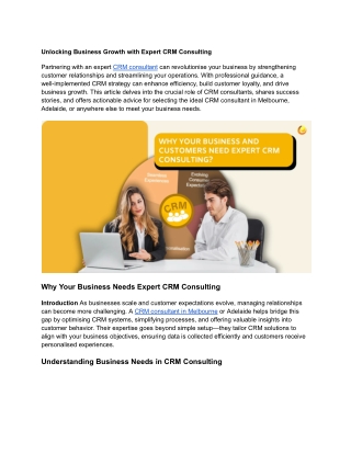 Unlocking Business Growth with Expert CRM Consulting