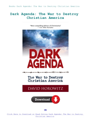 Books Dark Agenda The War to Destroy Christian America