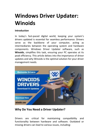 Windows Driver Updater | Winoids | Best Drivers Update Software
