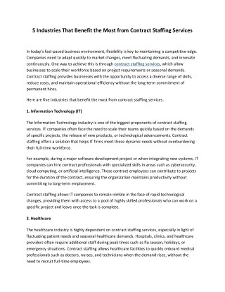 5 Industries That Benefit the Most from Contract Staffing Services