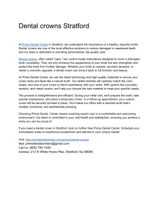 Dental crowns Stratford