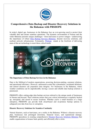 Effective Disaster Recovery Solutions in the Bahamas