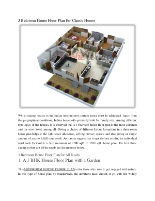3 Bedroom House Floor Plan for Classic Homes