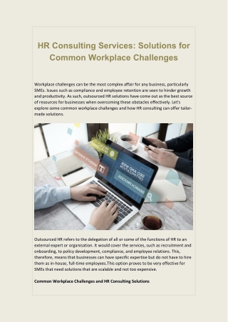 HR Consulting Services Solutions for Common Workplace Challenges