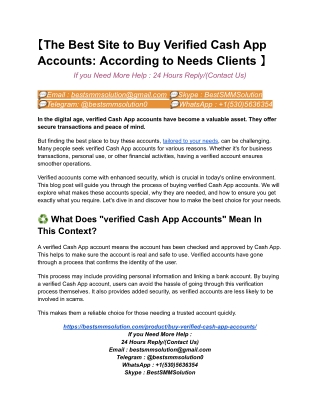 The Best Site to Buy Verified Cash App Accounts_ According to Needs Clients