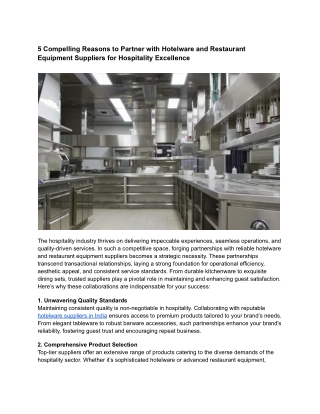 5 Compelling Reasons to Partner with Hotelware and Restaurant Equipment Suppliers for Hospitality Excellence