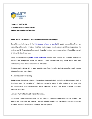 How is Global Partnership of BBA Degree Colleges in Mumbai Helpful