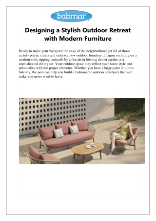 Designing a Stylish Outdoor Retreat with Modern Furniture