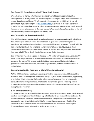 Find Trusted IVF Center in Kota  15 jan.