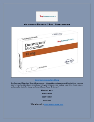 dormicum midazolam 15mg | Buyoxazepam