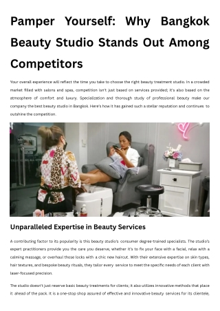 Pamper Yourself Why Bangkok Beauty Studio Stands Out Among Competitors