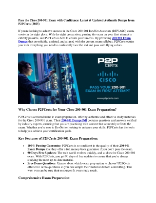 Get Ahead in Your Career with P2PCerts Latest Cisco 200-901 Exam Dumps and Study