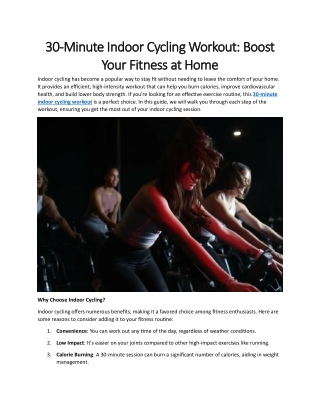 30-Minute Indoor Cycling Workout: Boost Your Fitness at Home