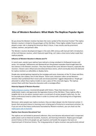 Rise of Western Revolvers- What Made The Replicas Popular Again