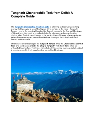 Tungnath Chandrashila Trek from Delhi: A  Complete Guide