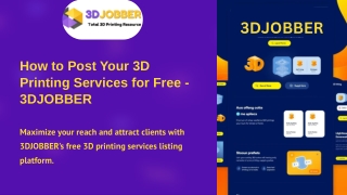 How to Post Your 3D Printing Services for Free - 3DJOBBER