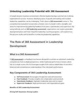 Unlocking Leadership Potential with 360 Assessment