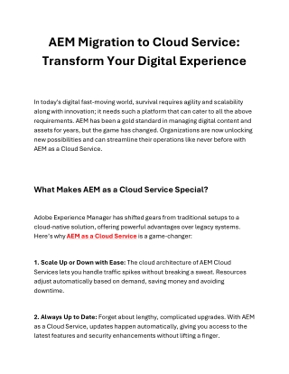 Transform Your Digital Future: AEM Migration to Cloud Services Made Easy
