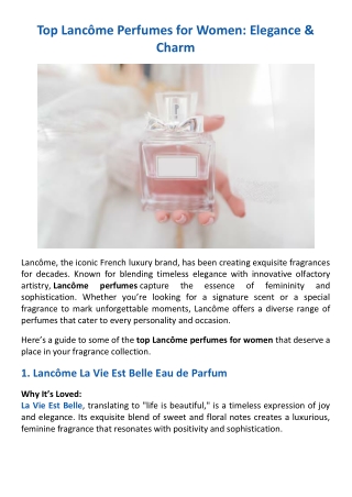 Top Lancôme Perfumes for Women-Elegance & Charm