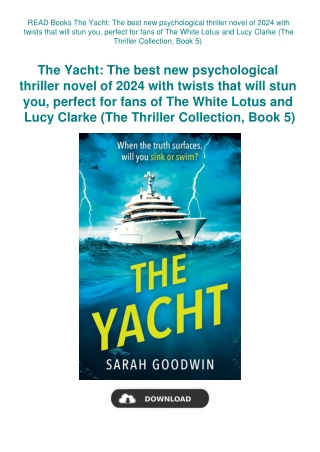READ Books The Yacht The best new psychological thriller novel of 2024 with twists that will stun yo