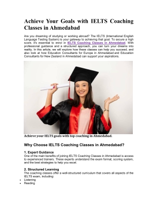 Achieve Your Goals with IELTS Coaching Classes in Ahmedabad