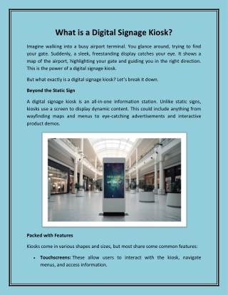 What is a Digital Signage Kiosk?
