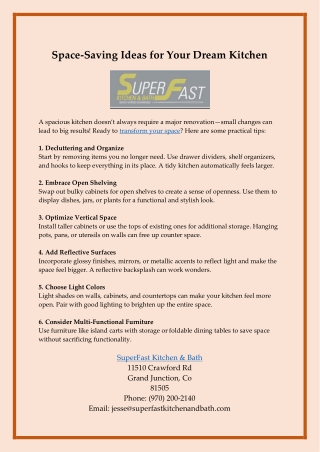 Space-Saving Ideas for Your Dream Kitchen