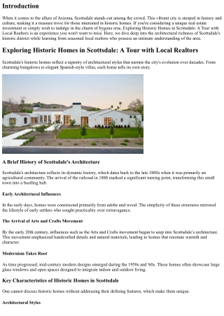 Exploring Historic Homes in Scottsdale: A Tour with Local Realtors