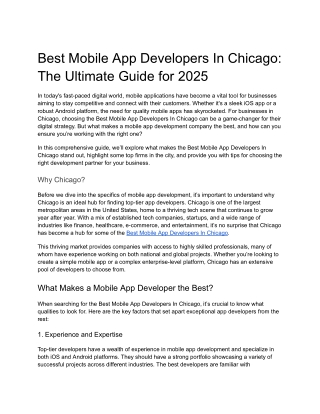 Best Mobile App Developers In Chicago