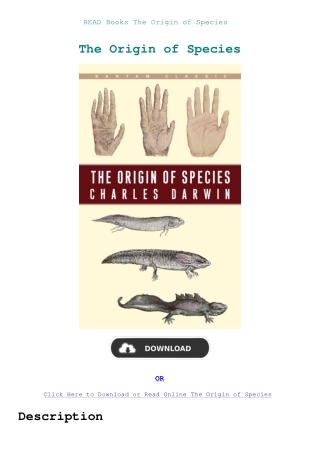 READ Books The Origin of Species