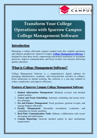 Transform Your College Operations with Sparrow Campus College Management Software