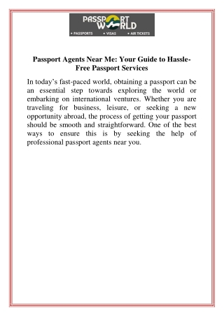 Passport Agents Near Me  Your Guide to Hassle Free Passport Services