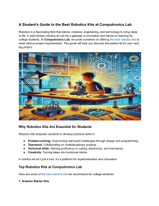 A Student’s Guide to the Best Robotics Kits at Computronics Lab