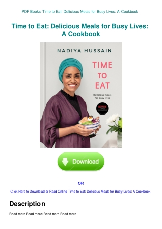 PDF Books Time to Eat Delicious Meals for Busy Lives A Cookbook