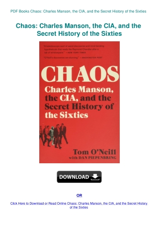 PDF Books Chaos Charles Manson  the CIA  and the Secret History of the Sixties