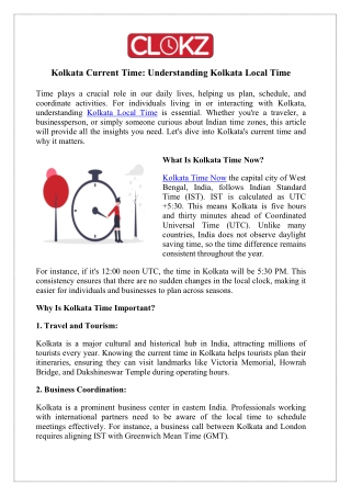 Check Accurate Kolkata Current Time - Clokz