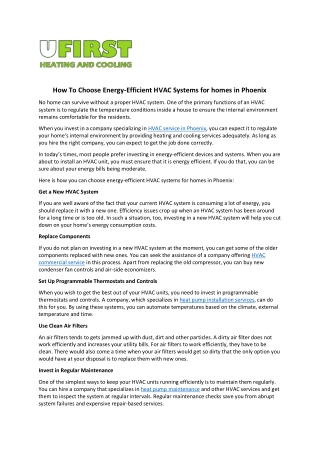 How To Choose Energy-Efficient HVAC Systems for homes in Phoenix
