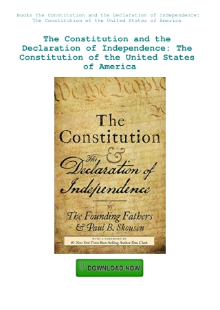 Books The Constitution and the Declaration of Independence The Constitution of the United States of
