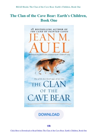 READ Books The Clan of the Cave Bear Earth's Children  Book One