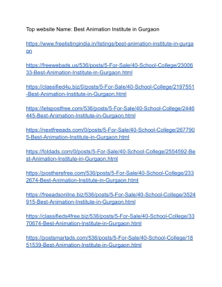 Top website Name Best Animation Institute in Gurgaon.