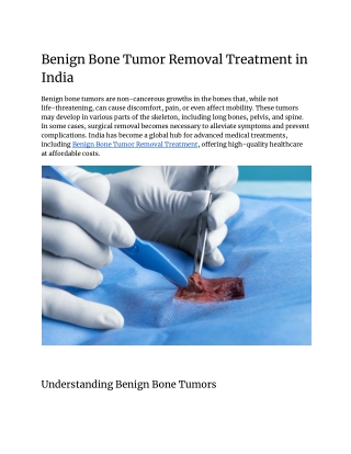 Benign Bone Tumor Removal Treatment in India