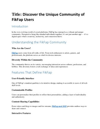 Discover the Unique Community of FikFap Users