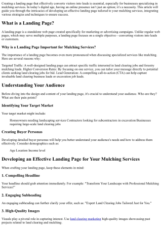 “Developing an Effective Landing Page for Your Mulching Services”