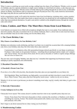 Cakes, Cookies, and More: The Must-Have Items from Local Bakeries