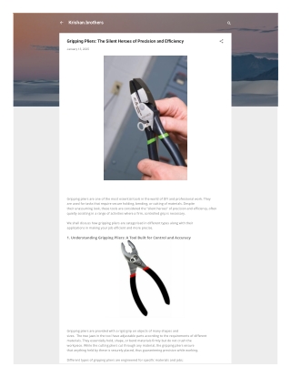 Krishan Brothers - Gripping Pliers: The Best Tool for Precision | The Best Hand