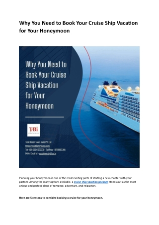 Why You Need to Book Your Cruise Ship Vacation for Your Honeymoon