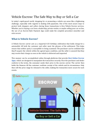 Vehicle Escrow_ The Safe Way to Buy or Sell a Car