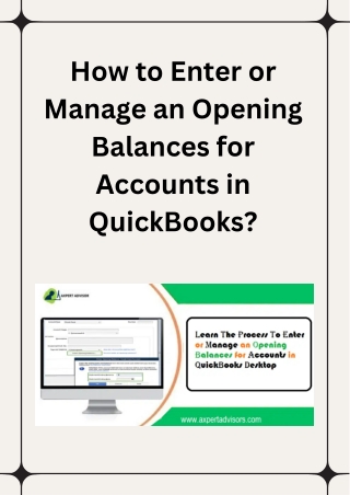 How to Enter or Manage an Opening Balances for Accounts in QuickBooks