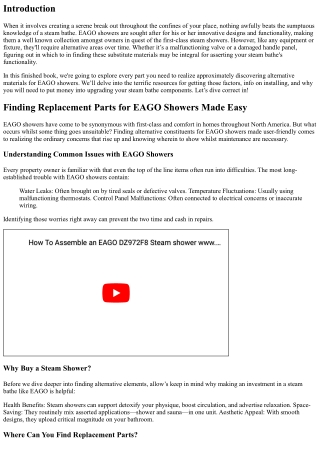 Finding Replacement Parts for EAGO Showers Made Easy